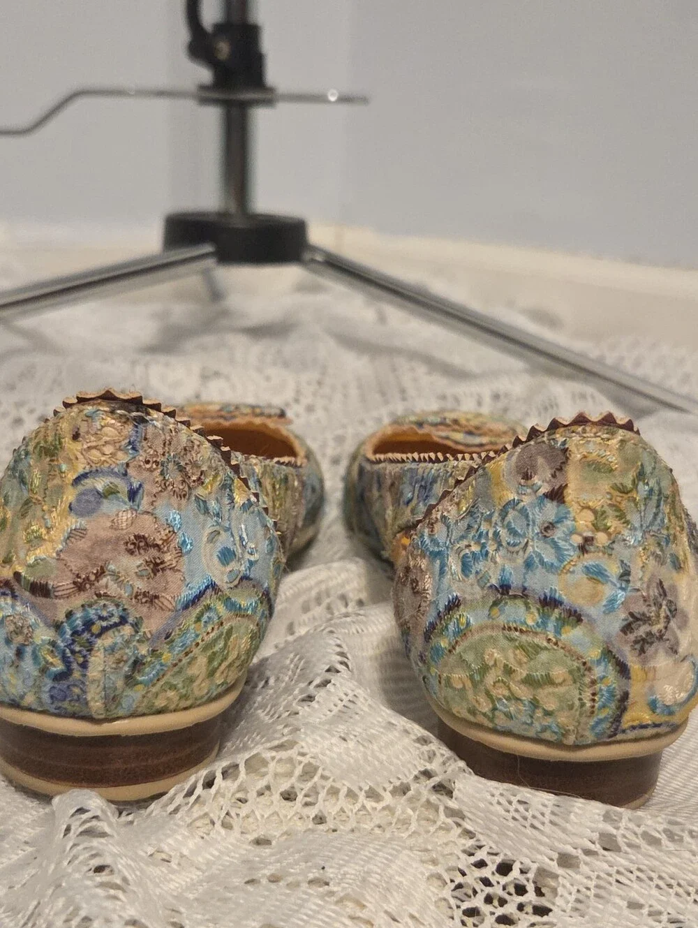 Colorful Eyelet Italian Leather Flats Size 40